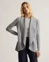 Mongolian Cashmere Open Cardigan Sweater in Heather Grey | Quince