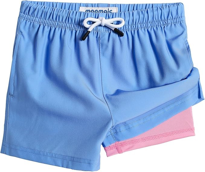 maamgic Boys Swim Trunks with Compression Liner Toddler Stretch Swim Shorts | Amazon (US)