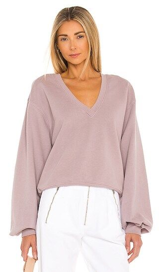 V Neck Balloon Sleeve Sweatshirt in Taro | Revolve Clothing (Global)