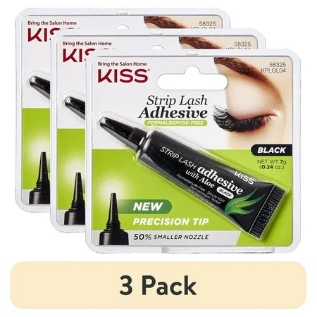 (3 pack) KISS Latex Free Brush-On Strip Eyelash Adhesive, Net Weight 5g (0.17 oz.) - Black | Walmart (US)