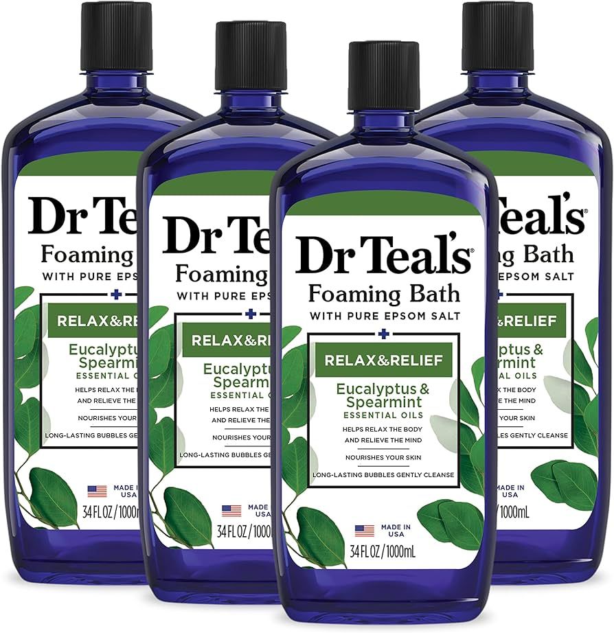 Dr Teal's Foaming Bath with Pure Epsom Salt, Relax & Relief with Eucalyptus & Spearmint, 34 fl oz... | Amazon (US)