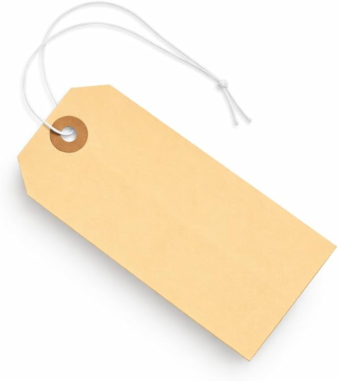 Tags with Elastic String Attached - #5, 4 3/4" x 2 3/8" Box of 100 Manila Paper Label Tags with E... | Amazon (US)