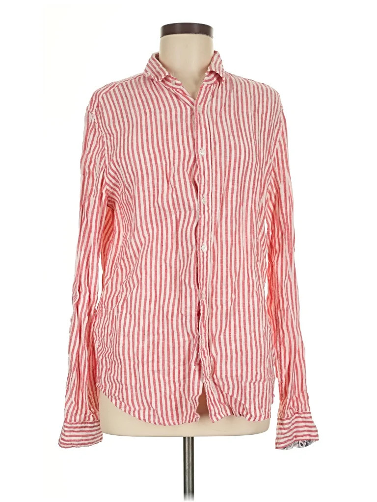Denim & Flower 100% Linen Stripes Red Long Sleeve Button-Down Shirt Size M - 64% off | ThredUp (US)