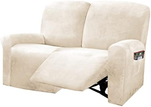 ULTICOR Reclining Love Seat Slipcover, 48" - 65" L, 6-Piece Velvet Stretch Loveseat Reclining Sofa C | Amazon (US)