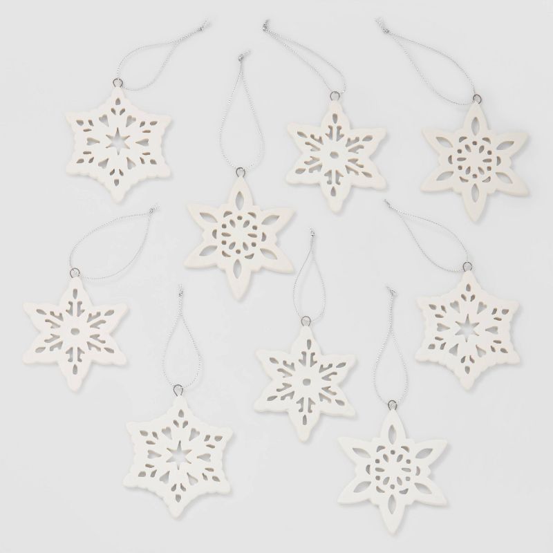 9pc Ceramic Snowflake Christmas Tree Ornament Set White - Wondershop™ | Target