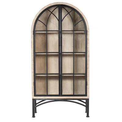 Veria China Cabinet, 2 Glass Door Arch Frame, Wood, 83 Inch | Wayfair North America