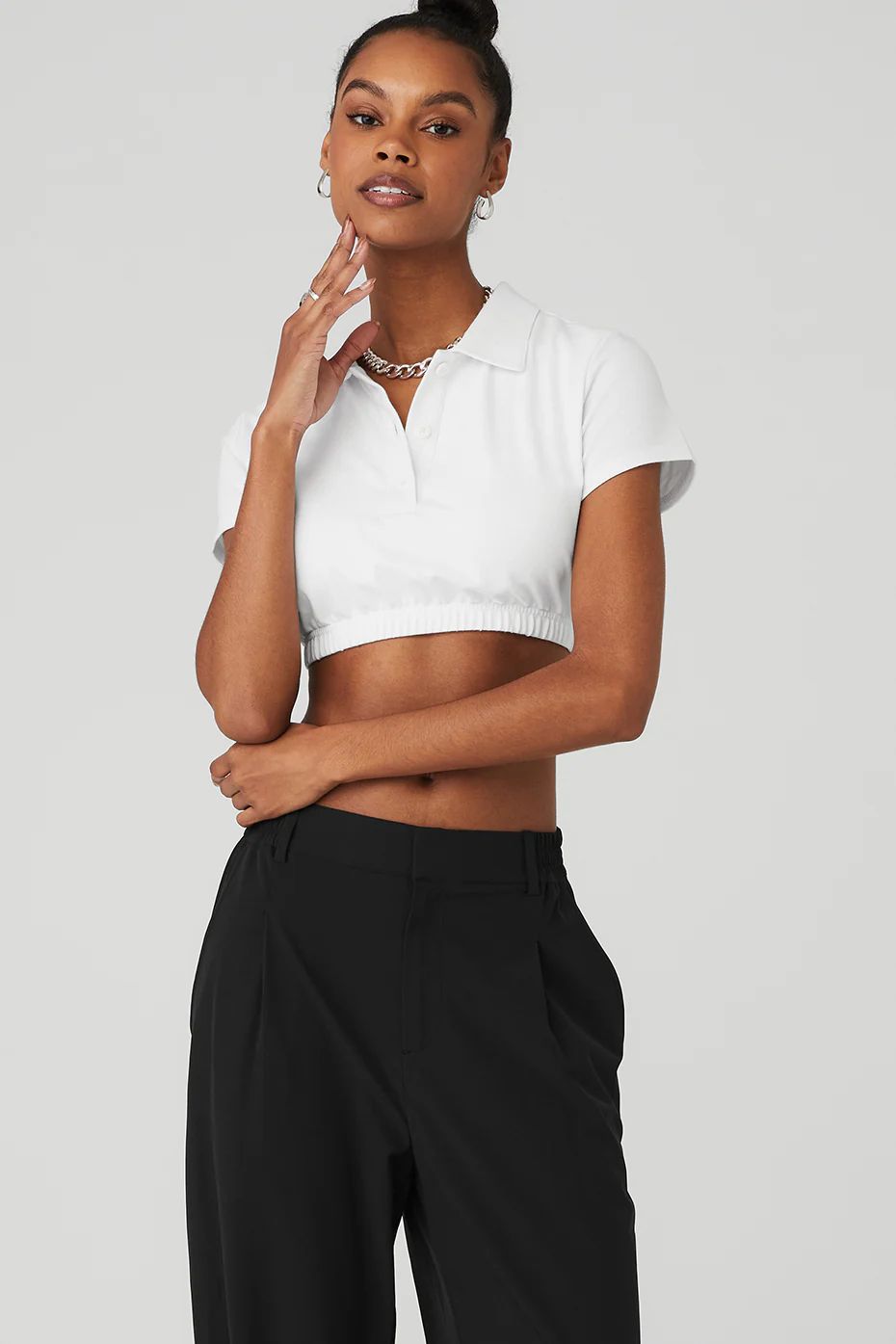 Cropped Prestige Polo Shorts Short Sleeves Top in White, Size: Small | Alo YogaÅ½ | Alo Yoga