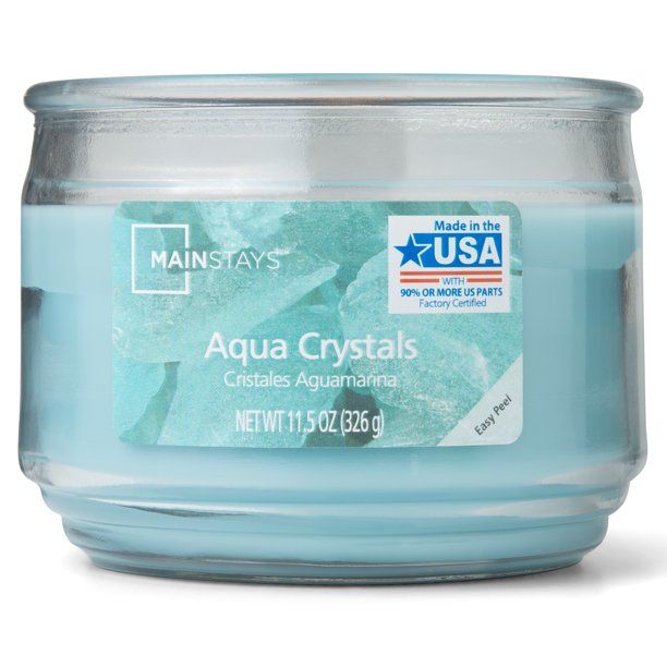 Mainstays 3-Wick Table Top Candle, 11.5 oz., Aqua Crystals | Walmart (US)