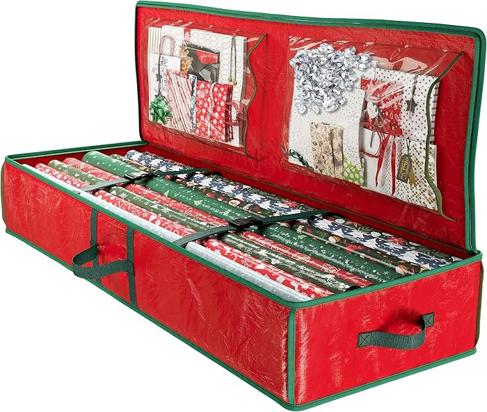 Heavy Duty Wrapping Paper Organizer Storage Bag Red - Christmas Storage Organizer For Wrapping Pa... | Amazon (US)