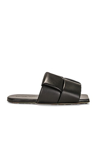 Bottega Veneta Patch Mule Flat Sandal in Black | FWRD | FWRD 