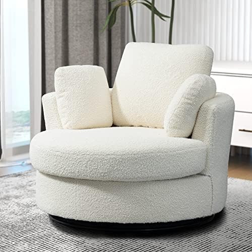 Dvasovio 42.2" W Swivel Accent Barrel Chair with 3 Pillows 360 Degree Swivel Lounge Club Round Ch... | Amazon (US)