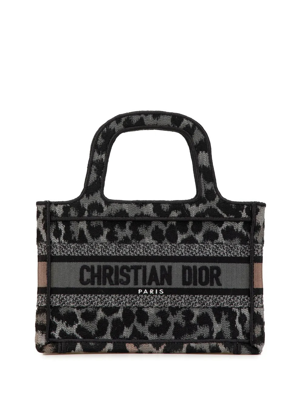 Christian Dior Pre-Owned 2021 Mizza Mini Embroidered Canvas Leopard Book Tote handbag - Grey | Farfetch Global