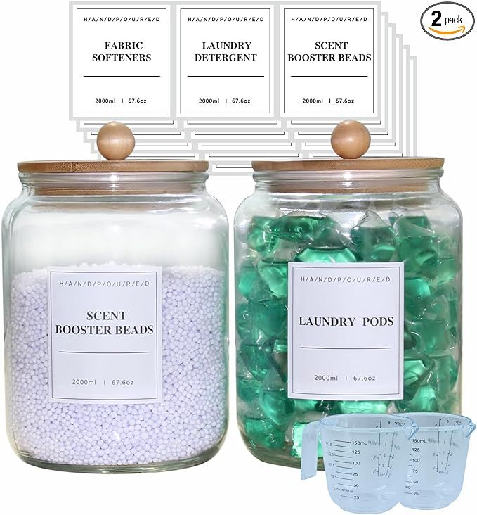 TAAMOG 2 Pack Half Gallon Glass Jars For Laundry Room Organization And Storage, Glass Containers ... | Amazon (US)