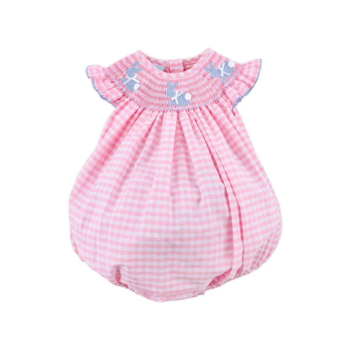 Bunny Tail Smocked Pink Gingham Bubble | Classic Whimsy