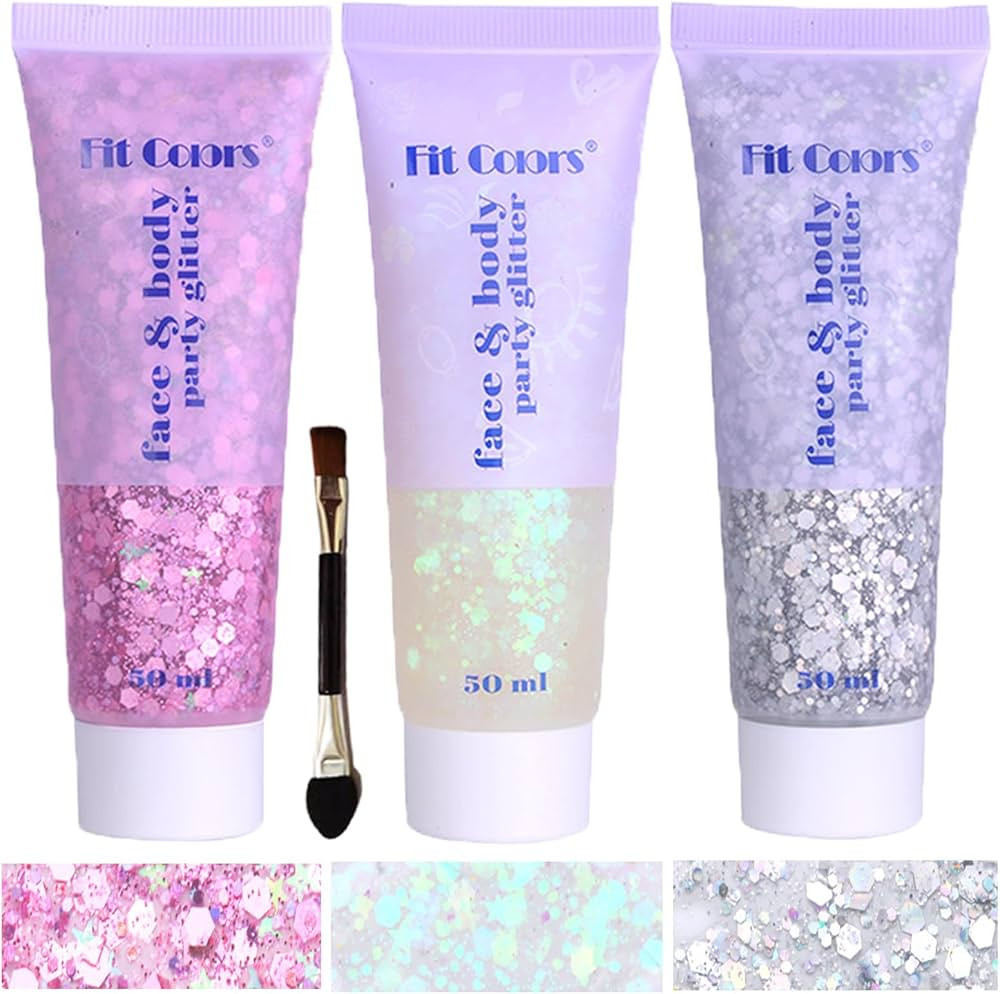 Body Face Chunky Glitter Gel: Pink White Silver Face Sparkles Glitter Gel Makeup for Singer Conce... | Amazon (US)