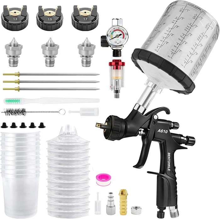 R500 LVLP Air Spray Gun with 3 Nozzle 650ML Disposable Paint Cups | Amazon (US)