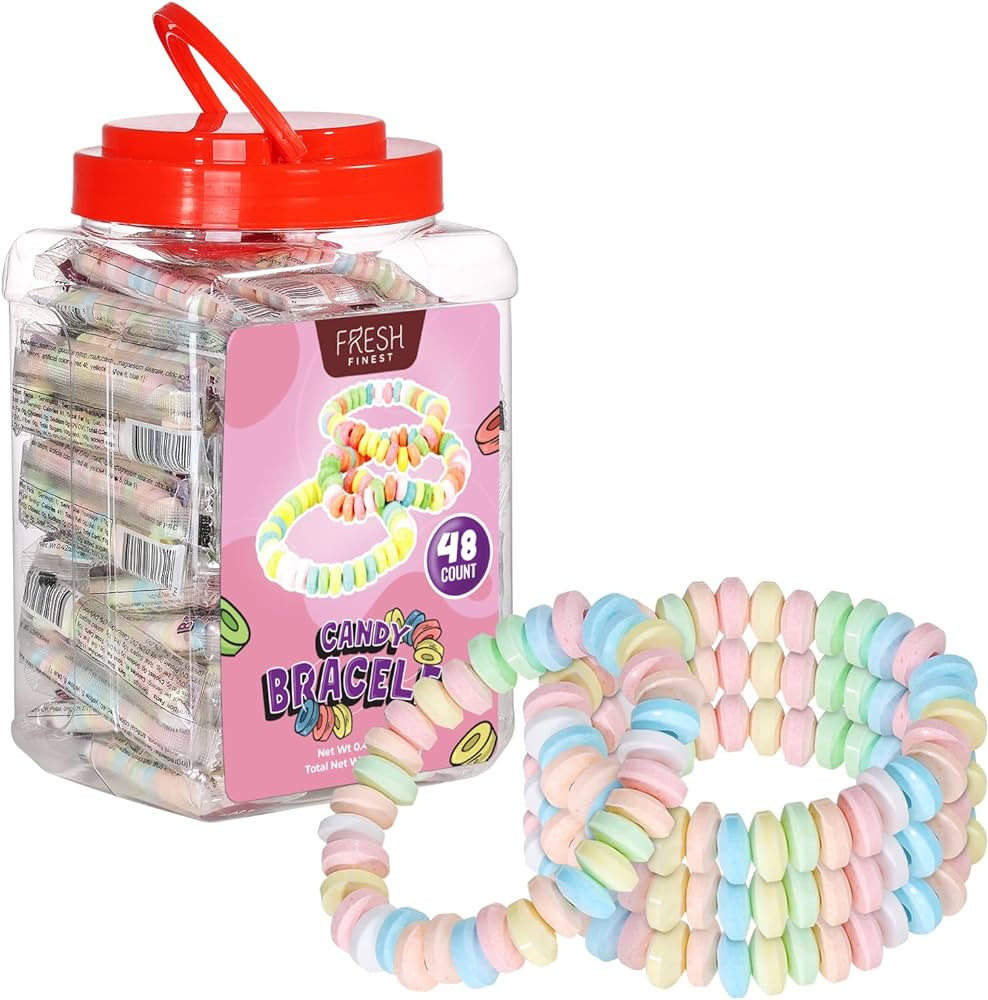 Fresh Finest 48-Count Bulk Candy Bracelets - Individually Wrapped Novelty Candy Bracelet - Party ... | Amazon (US)