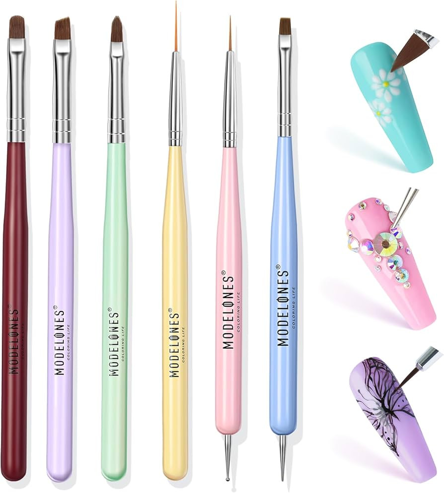 Modelones Nail Art Brushes Set, Nail Brush kit Gel Polish, Extension Gel, Liner, Carving, Apex Bu... | Amazon (US)