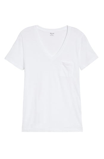 Women's Madewell Whisper Cotton V-Neck Pocket Tee, Size Small - White | Nordstrom
