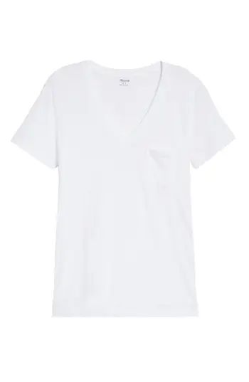 Women's Madewell Whisper Cotton V-Neck Pocket Tee, Size Small - White | Nordstrom