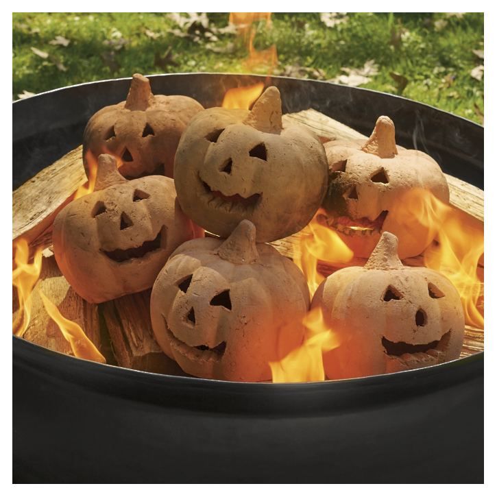 Stoneware Fire Pumpkins, Set of Two | Grandin Road | Grandin Road