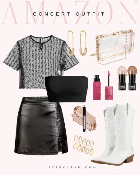 Amazon concert outfit | Concert outfit | Leather skirt | Lace top | Bralette | Cowboy boots | Concert purse | Gold jewelry | Amazon fashionn

#LTKFestival #LTKitbag #LTKfindsunder50