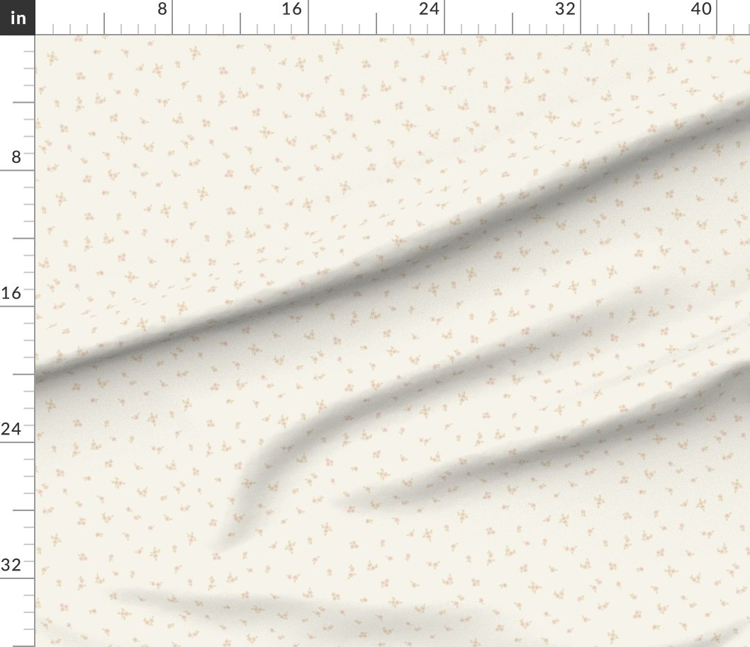 Fabric in mini blooms light peach and hay | Spoonflower