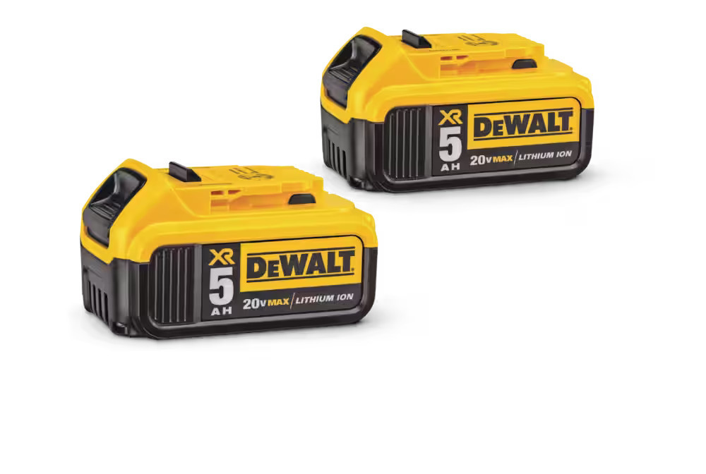 DEWALT DCB205 20V MAX XR Lithium-Ion 5.0Ah Battery Pack with LED Fuel Gauge, 2-pk | Canadian Tire