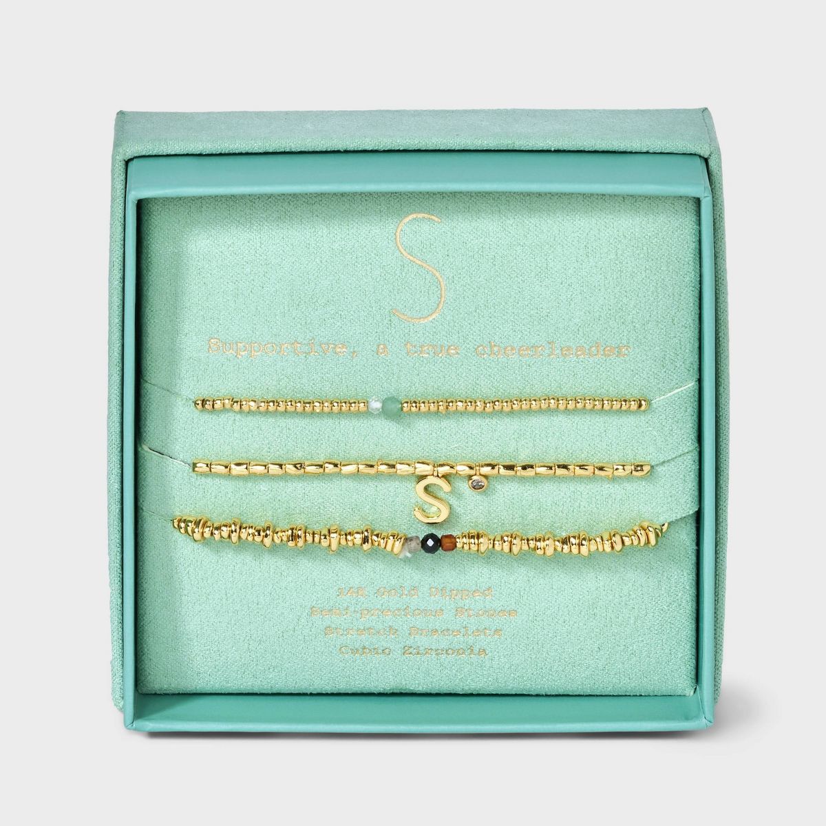 4K Gold Dipped Initial Bracelet Set 3pc - A New Day™ Gold | Target