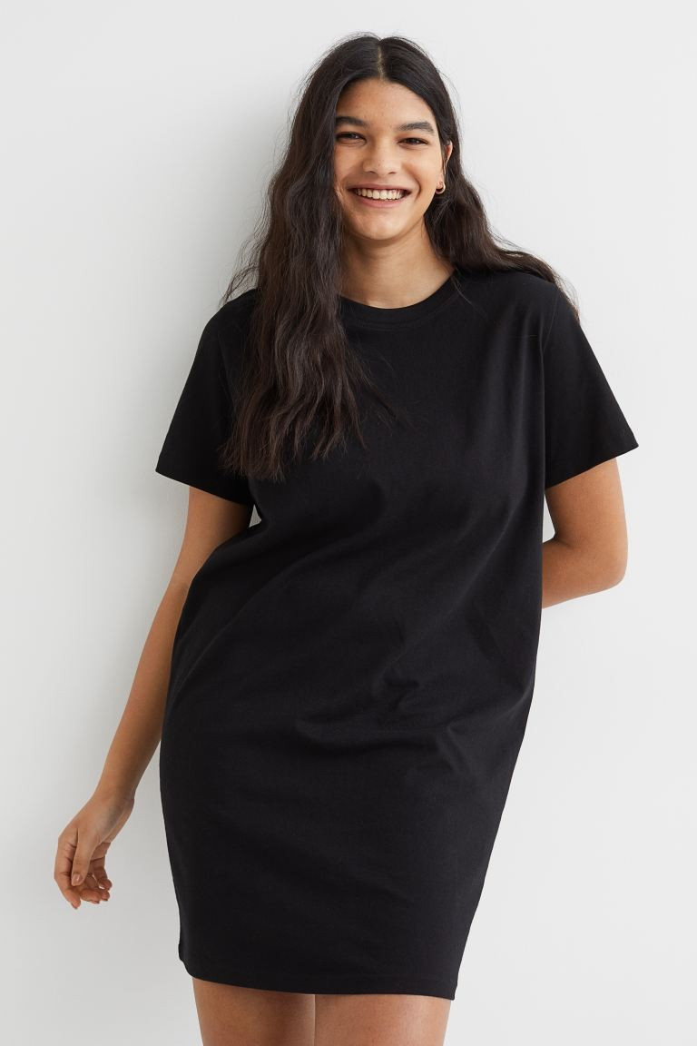 Cotton T-shirt Dress - Black - Ladies | H&M US | H&M (US + CA)