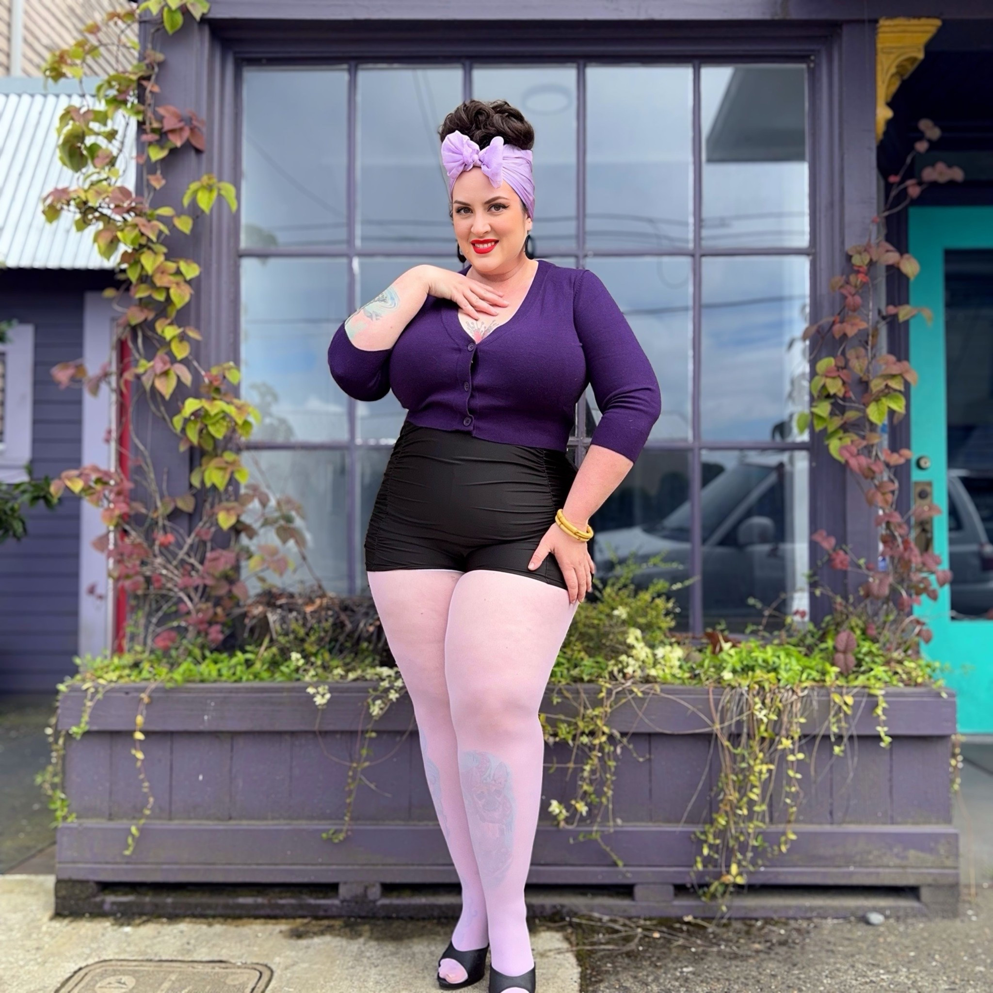 Purple pinup look also featuring Snag Tights

#LTKPlusSize #LTKOver40 #LTKFindsUnder50
