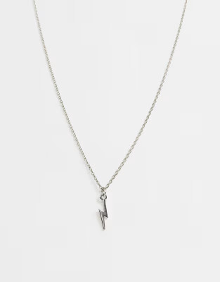 ASOS DESIGN necklace with tiny lightning bolt in silver tone | ASOS (Global)