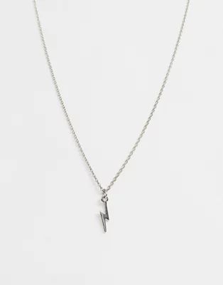 ASOS DESIGN necklace with tiny lightning bolt in silver tone | ASOS (Global)