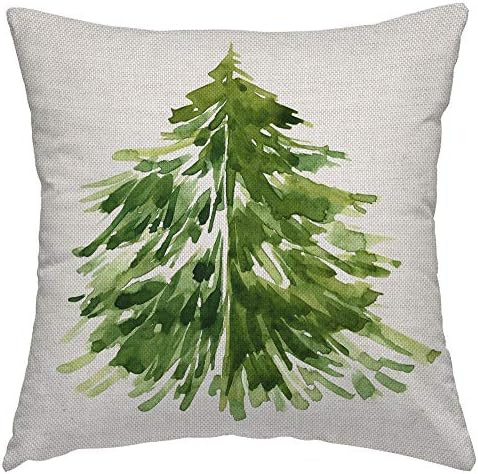 SSOIU Xmas Trees Pillow case,Watercolor Christmas Tree Throw Pillow Cover Cushion Case for Sofa C... | Amazon (US)