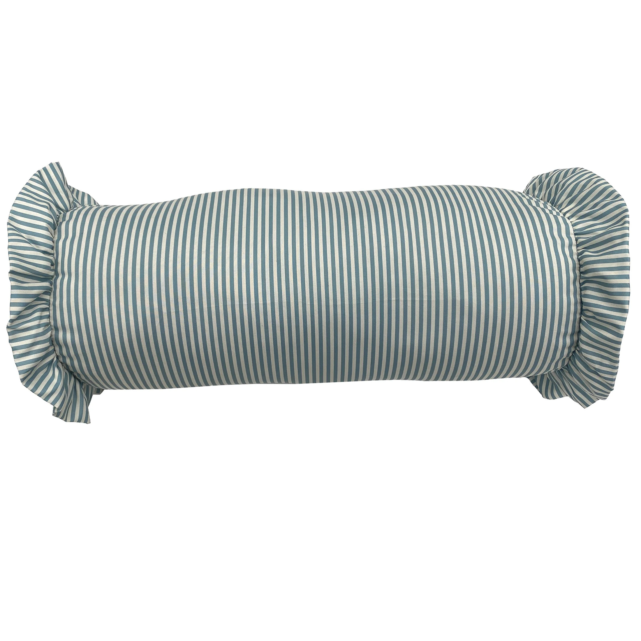 Hero image 0 of Home Decor Collection 8" x 20" Blue Striped Ruffle Bolster Decorative Pillow, 0 o... | Walmart (US)