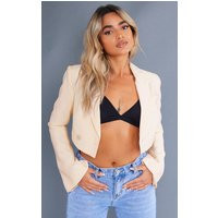 Petite Stone Shoulder Pad Cropped Blazer | PrettyLittleThing CAN