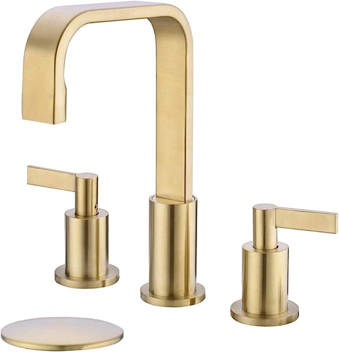TRUSTMI 2 Handle Widespread Brass Bathroom Faucet with Overflow Pop Up Drain Assembly 8-16 Inch 3... | Amazon (US)