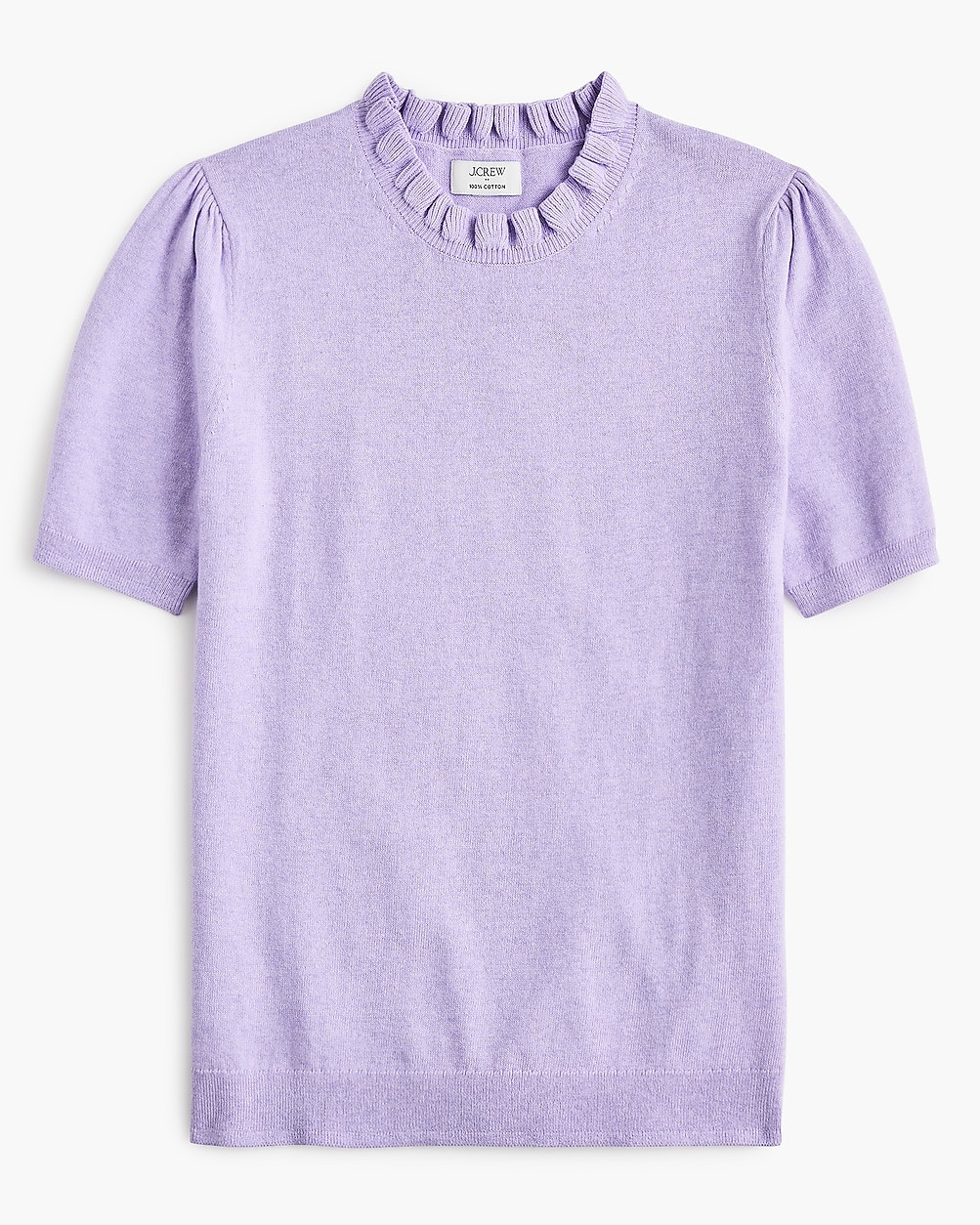 Short-sleeve cotton ruffleneck sweater | J.Crew Factory