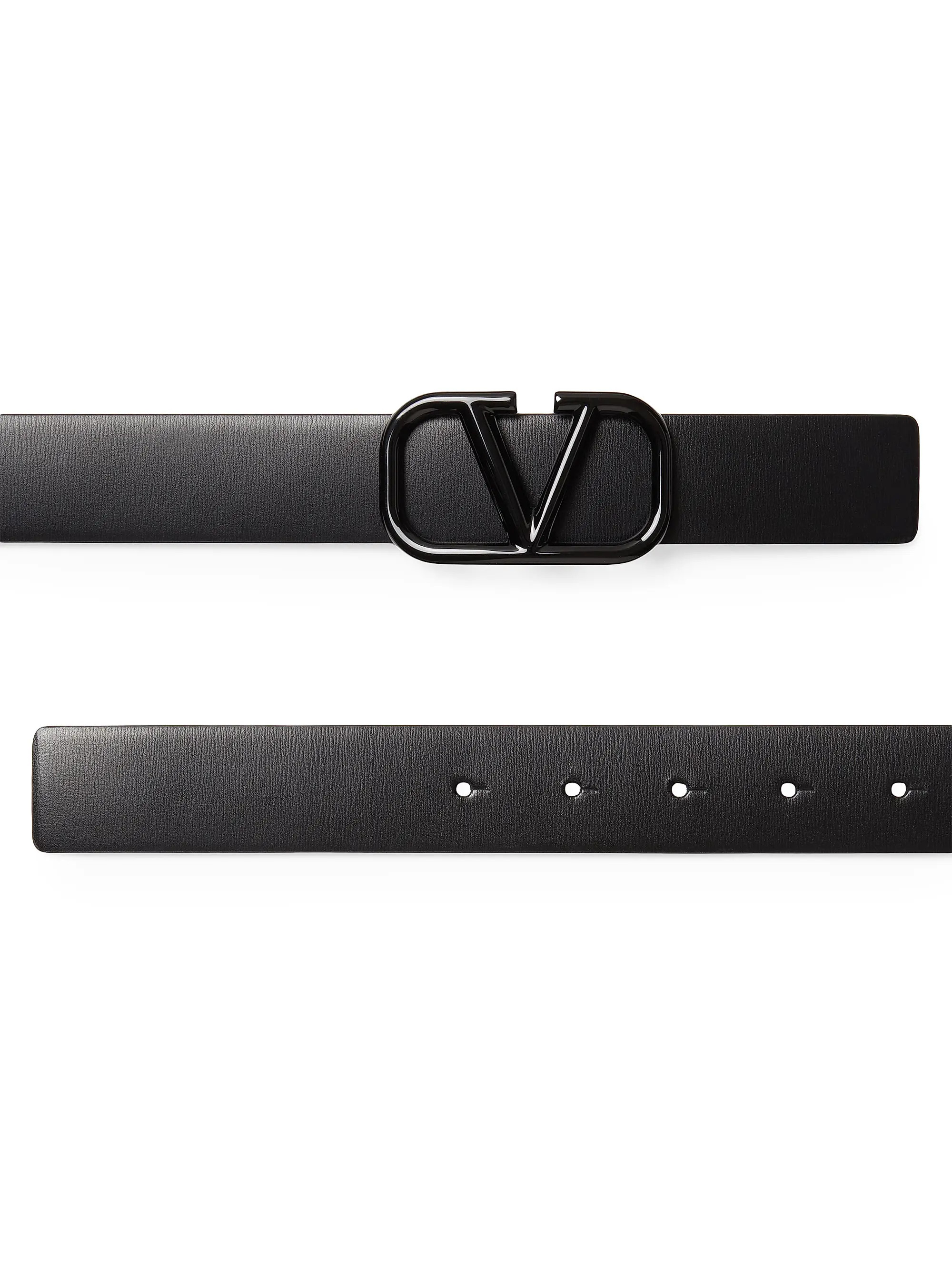 Shop Valentino Garavani VLogo Signature Belt in Shiny Calfskin 30MM | Saks Fifth Avenue | Saks Fifth Avenue