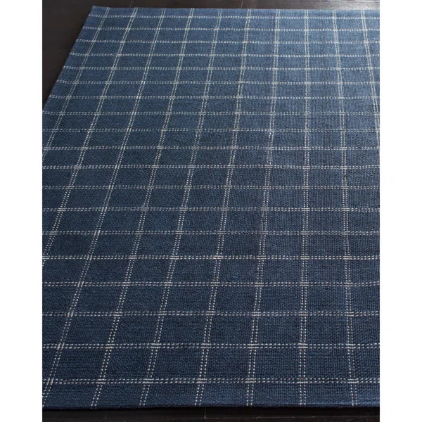 Tamworth Plaid Handwoven Wool/Viscose Navy Area Rug | Wayfair Professional