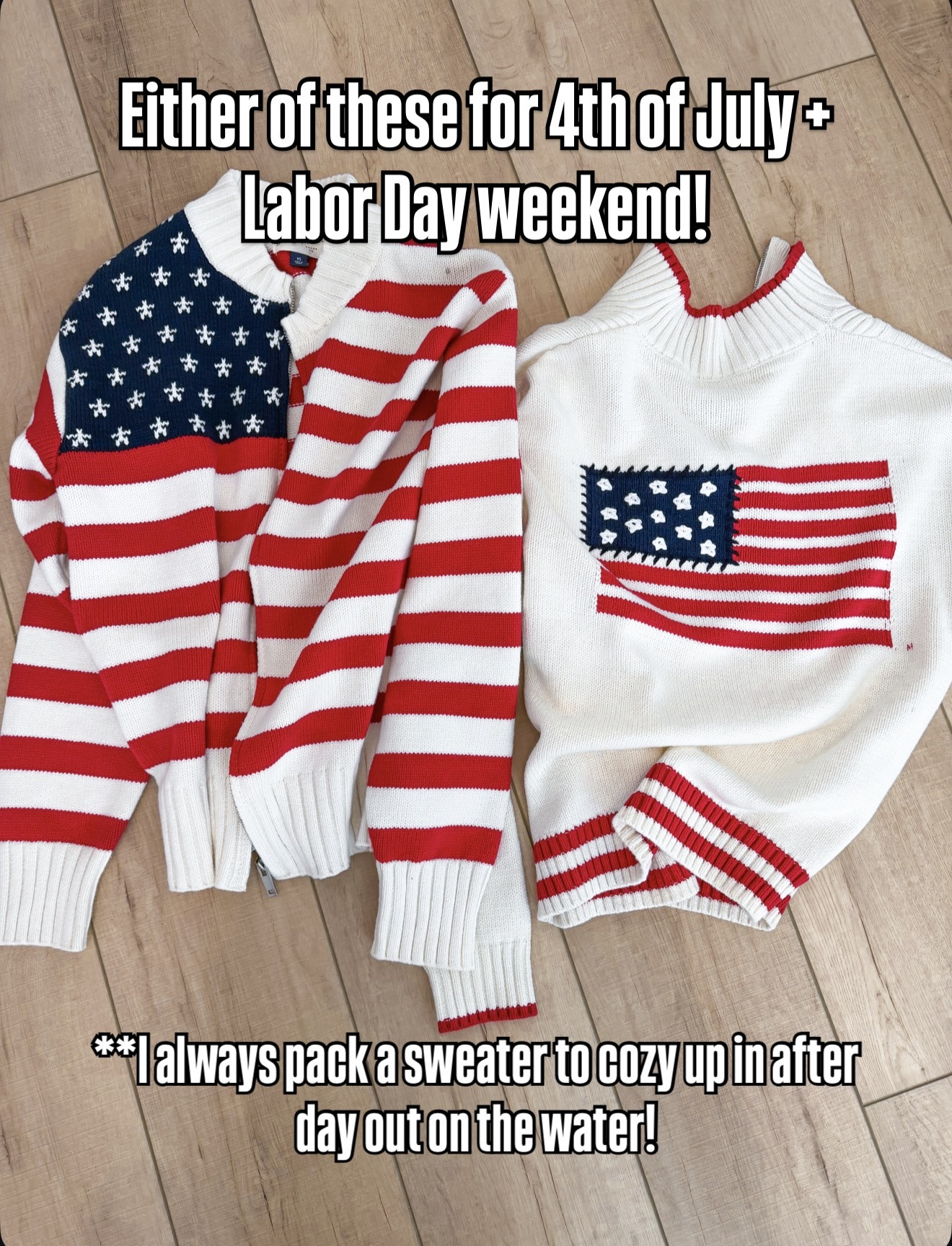 New Target summer arrivals! Summer outfits. American flag sweaters. Fourth of July outfits. Labor Day weekend outfits. XS in both but you could size up if you want a really oversized fit. Summer style. Vacation outfits. Boating outfits. Beach outfits. 

#LTKootd #LTKTravel #LTKSwim