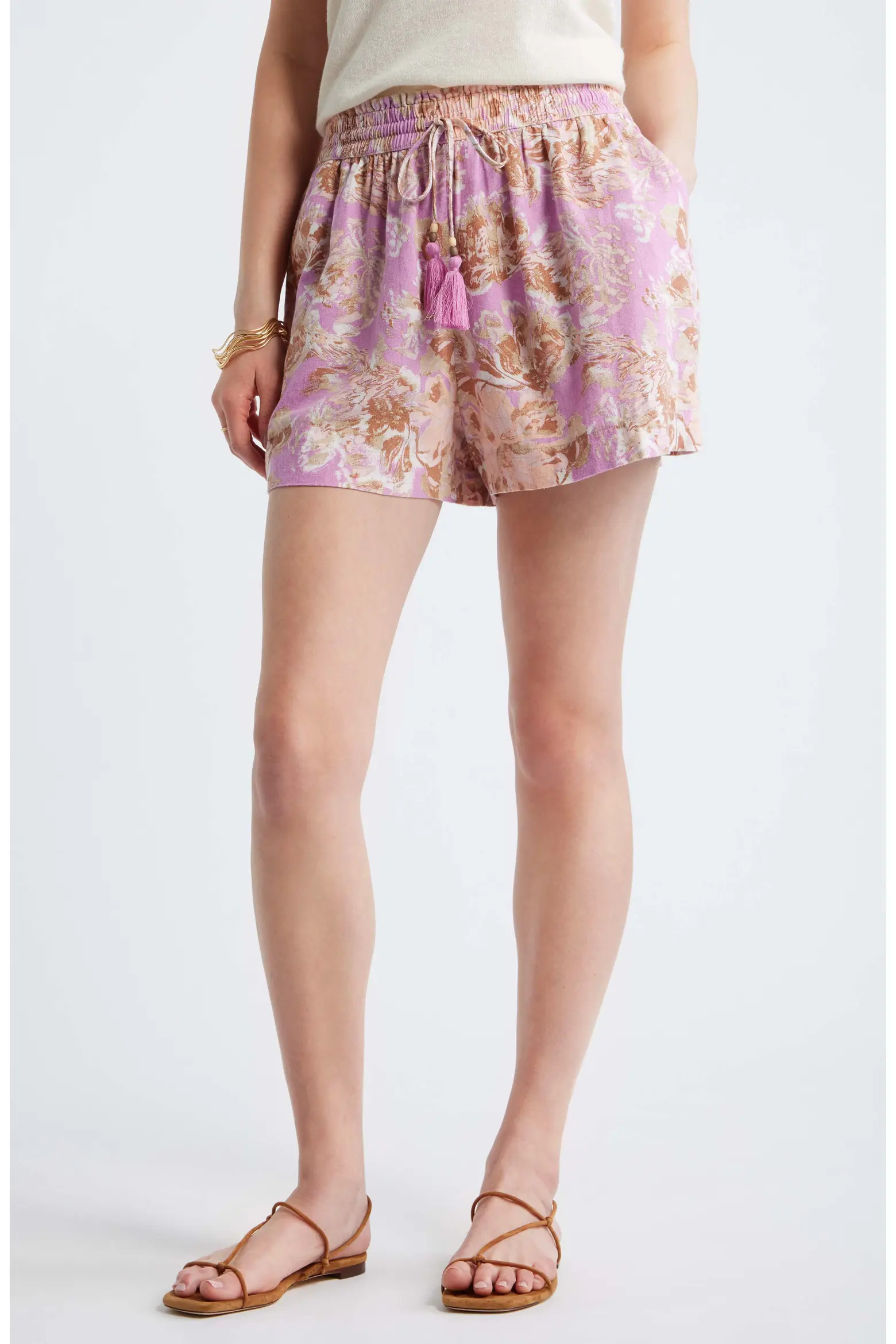 Beaded Tassel Linen Blend Shorts (Women) | Nordstrom | Nordstrom