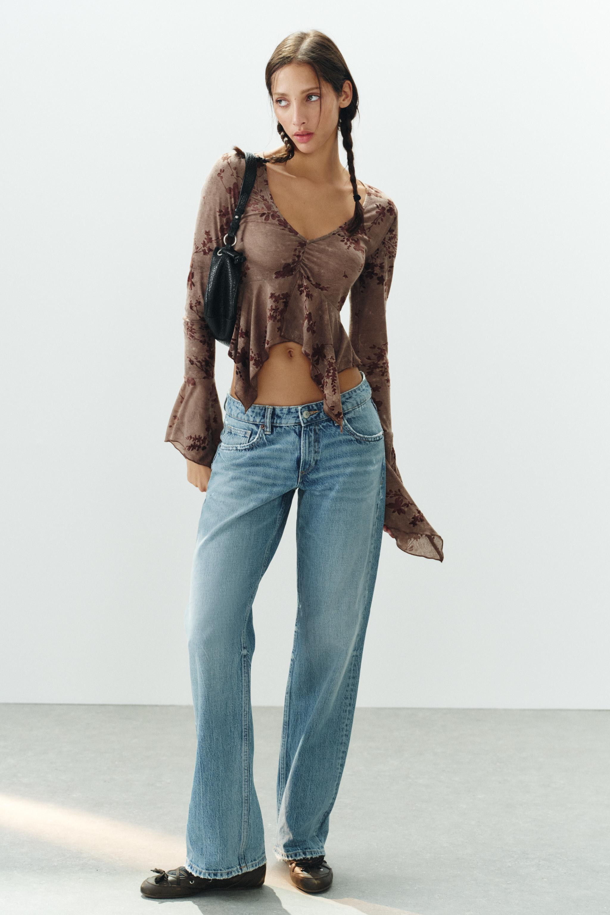 FLOCKED PRINT TOP | Zara UK