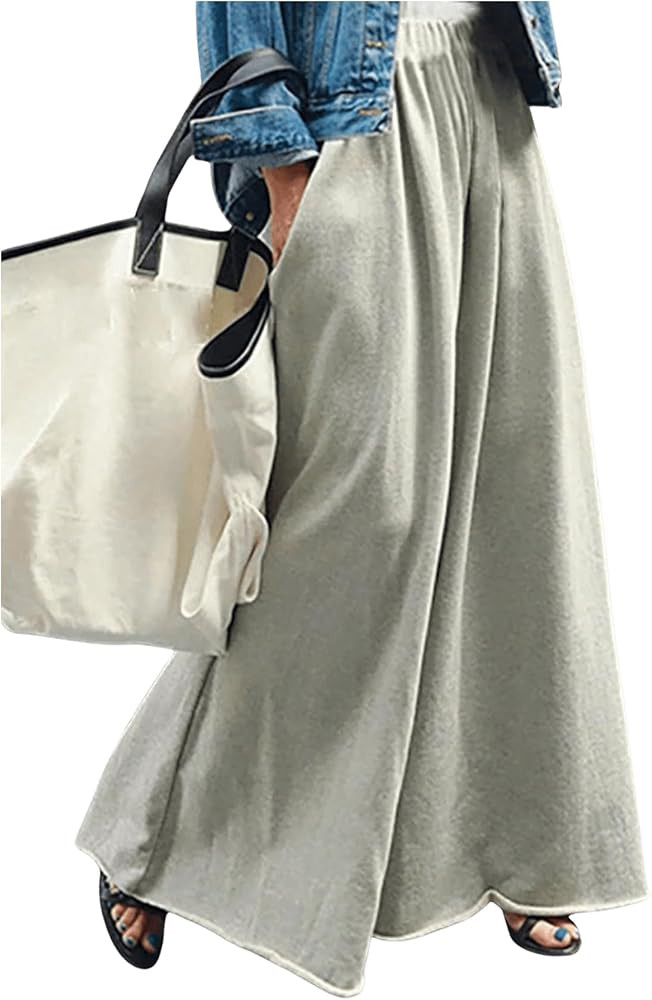 Women's Wide Leg Sweatpants High Elastic Waist Flowy Palazzo Pants Loose Baggy Pants Bottoms | Amazon (US)