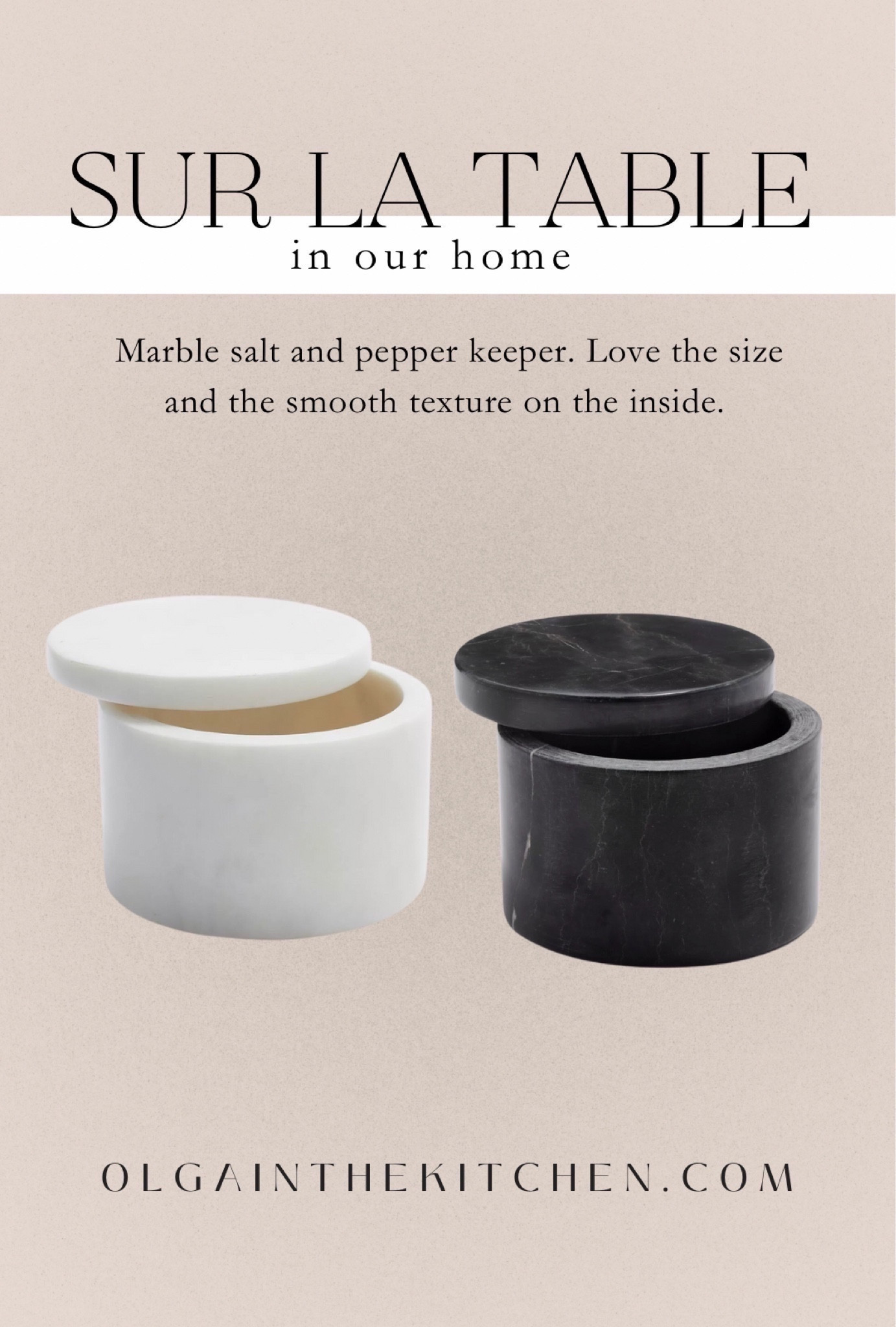 Marble salt and pepper keeper. 

Kitchen essentials, salt cellar, pepper cellar, kitchen storage, storage containers, sur la table home, olga in the kitchen

#LTKstyletip #LTKfindsunder50 #LTKhome