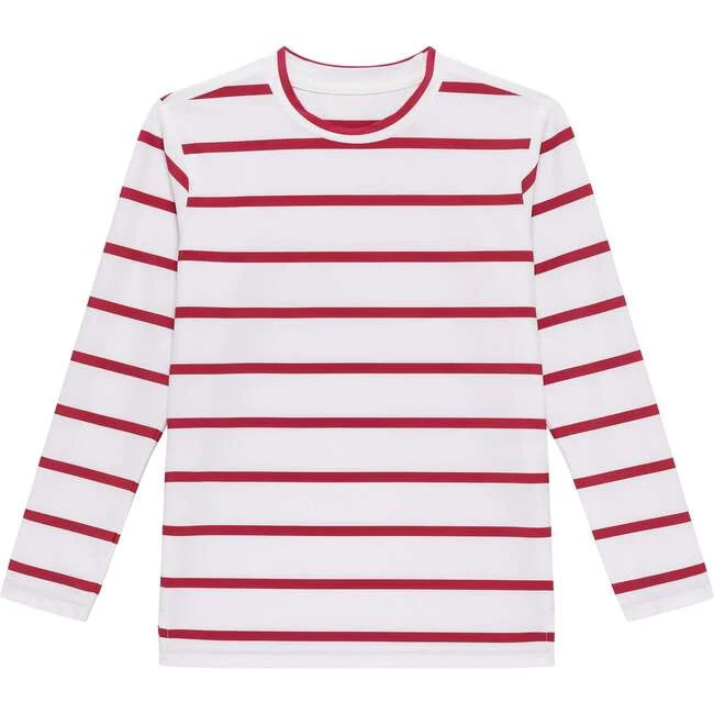 Courtside Kids | Girls Long Sleeve Practice T-Shirt, Red Stripe (Stripes, Size 11-12Y) | Maisonette | Maisonette