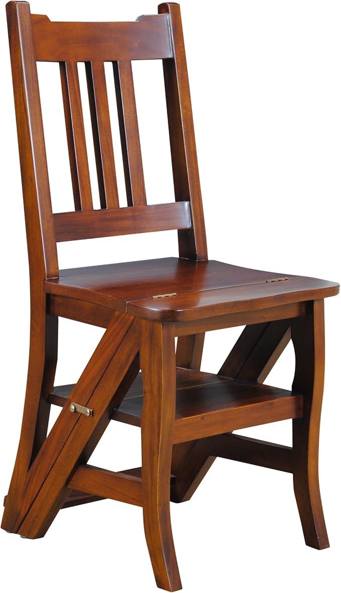 Library Chair or Step Ladder Chair Made From Solid Mahogany | Amazon (US)