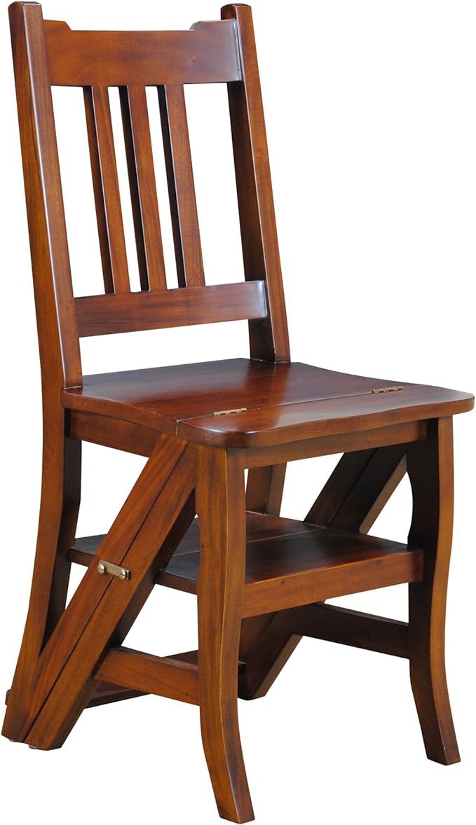 Library Chair or Step Ladder Chair Made From Solid Mahogany | Amazon (US)