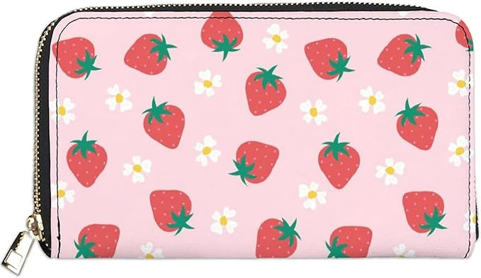 Qwalnely Strawberry Wallet Cute Strawberry Purse Phone Money Credit Card Holder Pink Strawberry S... | Amazon (US)