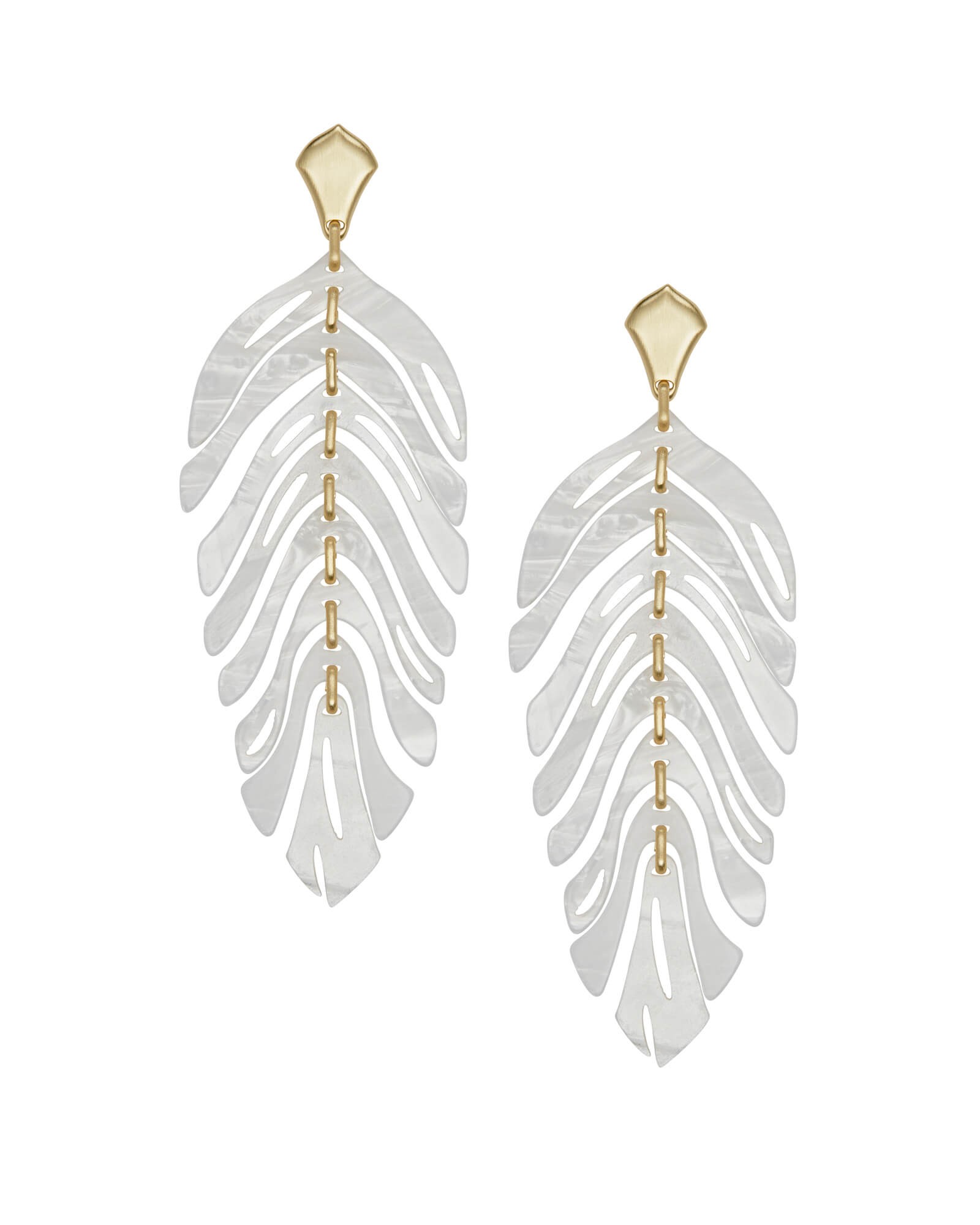 Lotus Gold Statement Earrings in Ivory Marbled Acrylic | Kendra Scott